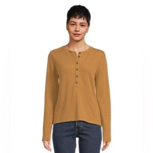 LL Bean NWOT Signature Premium Thermal Henley Top-Marsh Brown size M